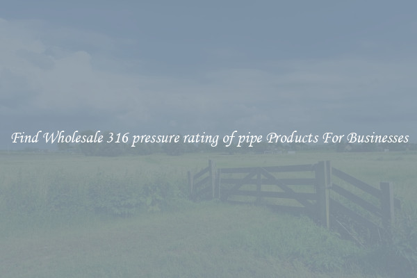 Find Wholesale 316 pressure rating of pipe Products For Businesses