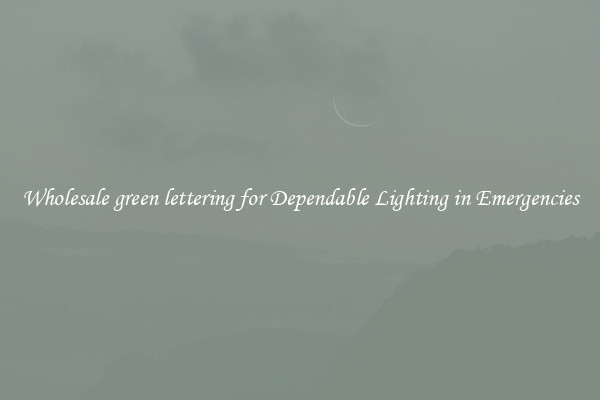 Wholesale green lettering for Dependable Lighting in Emergencies