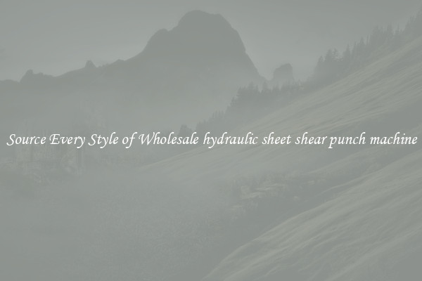 Source Every Style of Wholesale hydraulic sheet shear punch machine