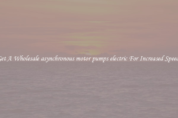 Get A Wholesale asynchronous motor pumps electric For Increased Speeds