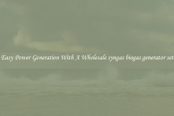 Easy Power Generation With A Wholesale syngas biogas generator set